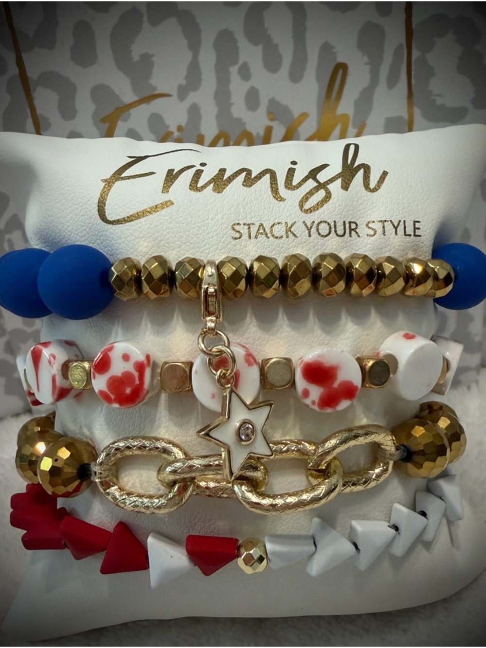 New ERIMISH Bracelets - 4 Pc - RWB - Custom Regular, Kids or Extended Size